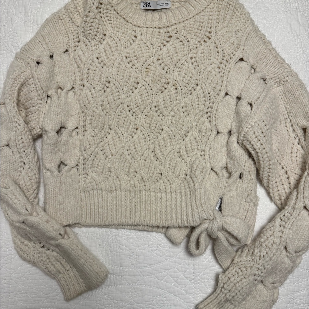 Zara Beige Textured Knit Sweater